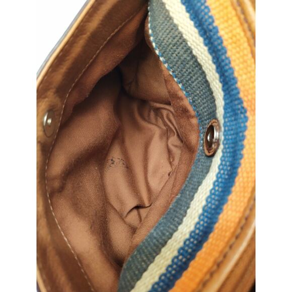 Fossil Maddox Multicolor Canvas Stripes Logo Pockets Zipper Crossbody Bag - Picture 14 of 14